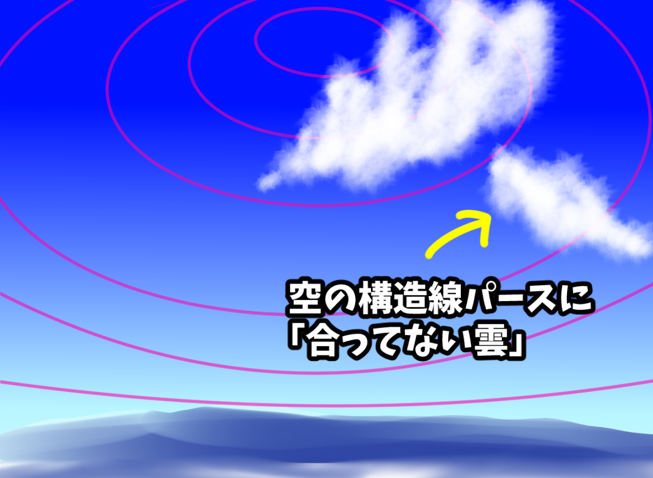 入道雲の描き方　夏の背景イラスト　空の絵