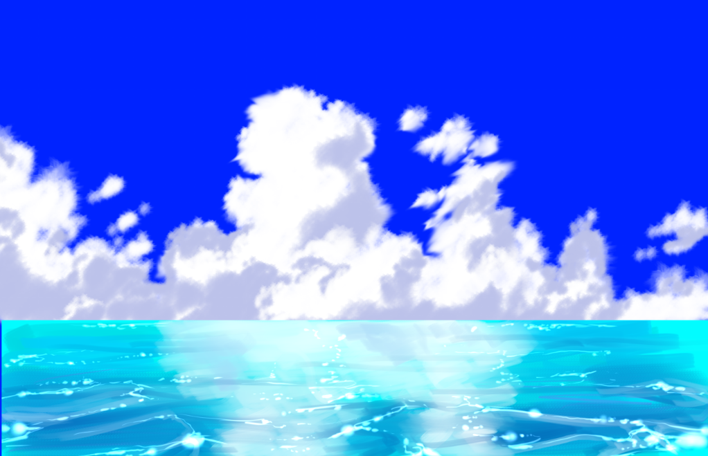 入道雲の描き方　夏の背景イラスト　空の絵