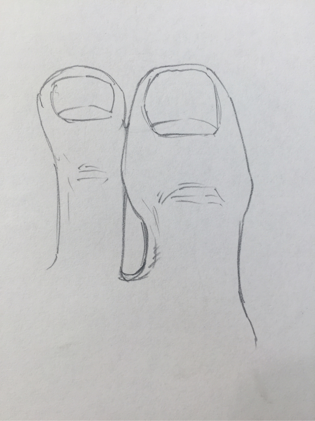 足の描き方　足のデッサン　親指の練習